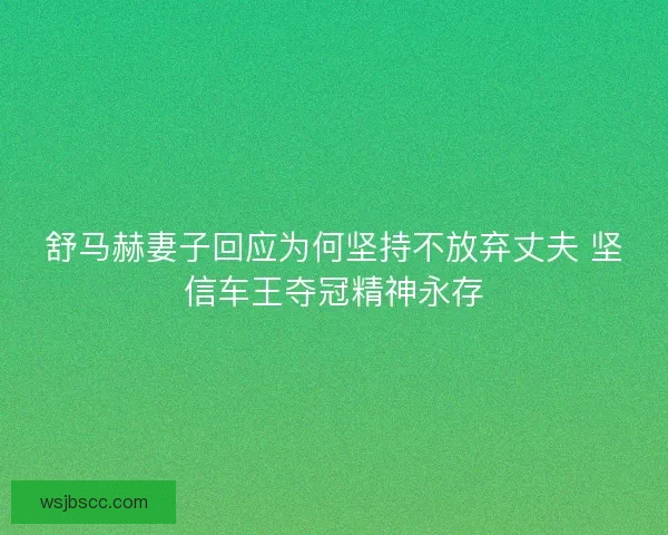 舒马赫妻子回应为何坚持不放弃丈夫 坚信车王夺冠精神永存